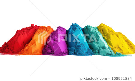 Holi colorful powder set on the transparent background Holi colorful powder set on the transparent background 108951884