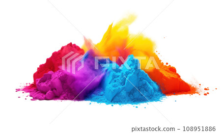 Holi colorful powder set on the transparent background Holi colorful powder set on the transparent background 108951886