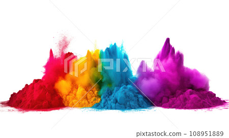 Holi colorful powder set on the transparent background Holi colorful powder set on the transparent background 108951889