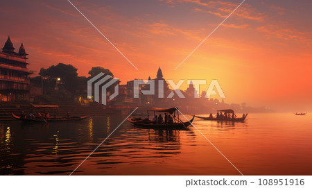 India Varanasi ganga river sunrise India Varanasi ganga river sunrise 108951916