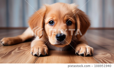 puppy on the wooden at home 108951940