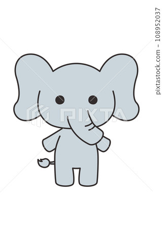 可愛的大象插畫,白色背景,主線,向量,全身 可愛的大象插畫,白色背景,主線,向量,全身 108952037