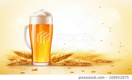 barley rice and beer glass 108952075