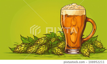 Hop flower with the craft beer glass Hop flower with the craft beer glass 108952211