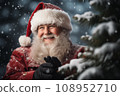 Smiling Santa Claus near the Christmas tree in the forest 108952710