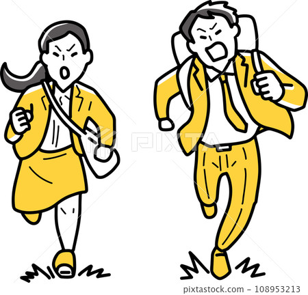 男女員工奮力奔向目的地 108953213