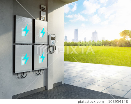 Home garage with ev charger and energy storage system 108954148