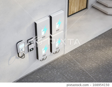 Home garage with ev charger and energy storage system Home garage with ev charger and energy storage system 108954150