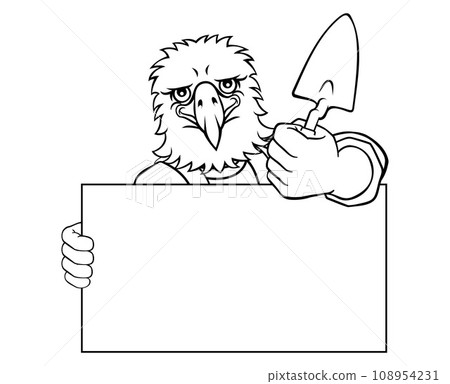 Bricklayer Eagle Bird Trowel Tool Handyman Mascot 108954231