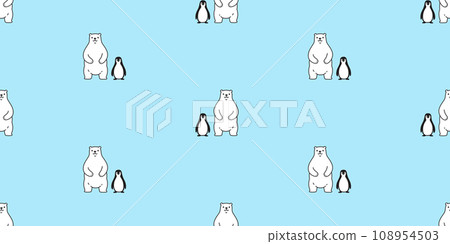 bear polar penguin seamless pattern bird vector pet doodle cartoon gift wrapping paper repeat wallpaper tile background illustration scarf isolated design 108954503