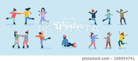 Collection of winter elements for skating 108954741