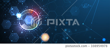 Technology Network Vector Background.. Science and technology presentation background. Big data connectivity software development wallpaper 108954978