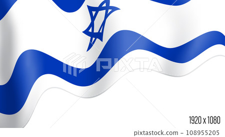 Israel country flag realistic independence day background. Israeli commonwealth banner in motion waving, fluttering in wind. Festive patriotic HD format template for independence day Israel country flag realistic independence day background. Israeli commonwealth banner in motion waving, fluttering in wind. Festive patriotic HD format template for independence day 108955205