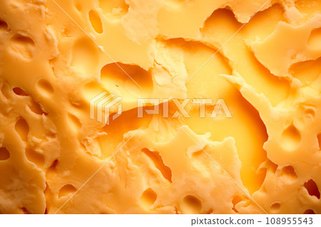 A closeup of cheese with holes like maasdam, emmental or cheddar as background A closeup of cheese with holes like maasdam, emmental or cheddar as background 108955543
