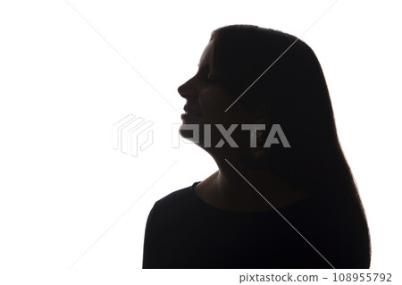 Portrait beautiful young girl with closed eyes concept - silhouette, isolate 108955792