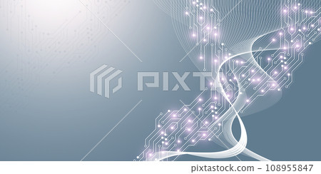 Abstract background banner template with technology circuit board texture. Modern electronic motherboard texture. Engineering and communication concept for header, web banner, website, presentation. 108955847