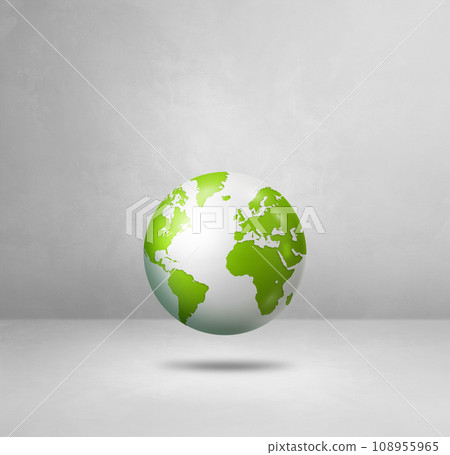World globe, green earth map, isolated on white. Square background World globe, green earth map, isolated on white. Square background 108955965