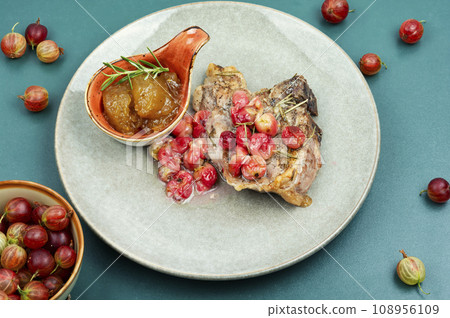 Beef steak with berry, bbq food. Beef steak with berry, bbq food. 108956109