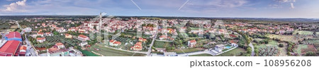 Drone panorama of the historic Croatian town of Voznjan in Istria 108956208