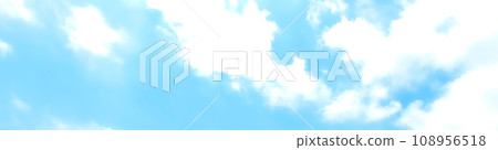 Pale bright blue sky and clouds banner material Pale bright blue sky and clouds banner material 108956518