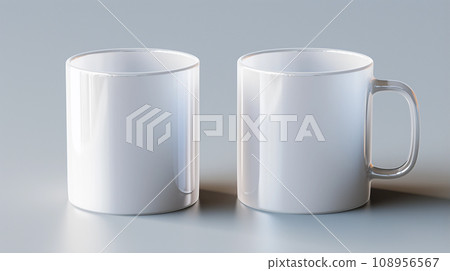 Two White Mugs Mockup Against the Background of Blurred Lights Two White Mugs Mockup Against the Background of Blurred Lights 108956567