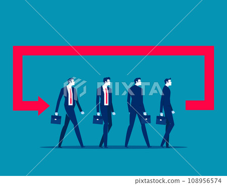 The direction turned back. Business vector illustration The direction turned back. Business vector illustration 108956574