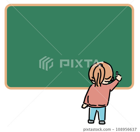Illustration of an elementary school student from behind and a blackboard Illustration of an elementary school student from behind and a blackboard 108956637