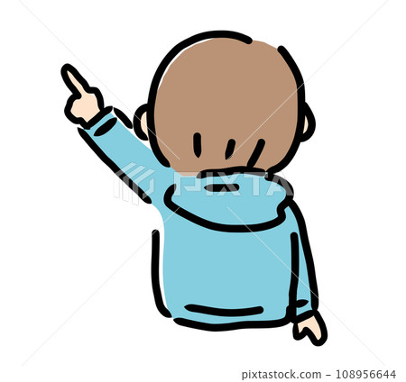 Upper body illustration of an elementary school student explaining by pointing Upper body illustration of an elementary school student explaining by pointing 108956644