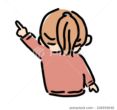 Upper body illustration of a girl explaining by pointing Upper body illustration of a girl explaining by pointing 108956646