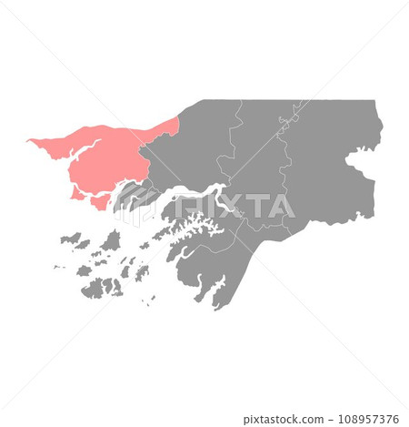 Cacheu region map, administrative division of Guinea Bissau. Vector illustration. Cacheu region map, administrative division of Guinea Bissau. Vector illustration. 108957376