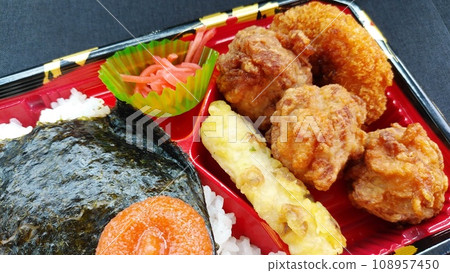 A delicious fried chicken bento box sold at local supermarkets. A delicious fried chicken bento box sold at local supermarkets. 108957450