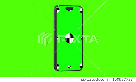 3D render of three smartphone with a green background. Rotating in screen. With a green screen for easy keying. Computer generated image. Easy customizable. 3D Illustration. 3D render of three smartphone with a green background. Rotating in screen. With a green screen for easy keying. Computer generated image. Easy customizable. 3D Illustration. 108957758