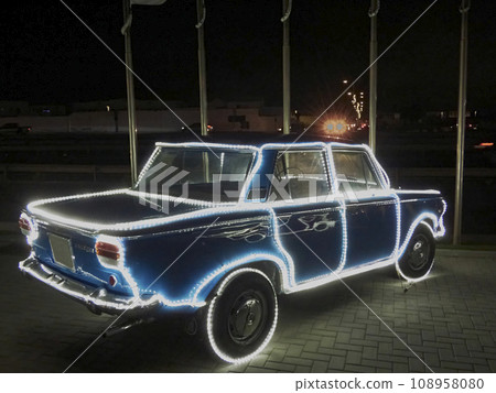old cars with christmas decoration old cars with christmas decoration 108958080