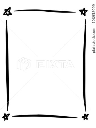 Star frame border, hand drawn vertical abstract decorative vintage doodle element for design in vector illustration 108958099