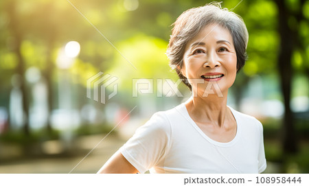 一位老年女性在公園鍛鍊的“人工智慧生成圖像” 一位老年女性在公園鍛鍊的“人工智慧生成圖像” 108958444