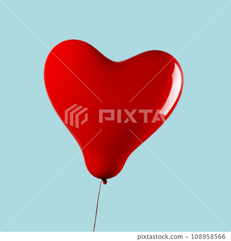 red heart-shaped balloon tied with a string 108958566