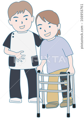 使用助行器進行復健治療的患者和醫務人員 108958761