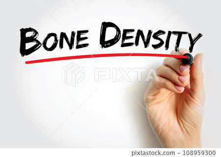 Bone Density - is the amount of bone mineral in bone tissue, text concept background 108959300