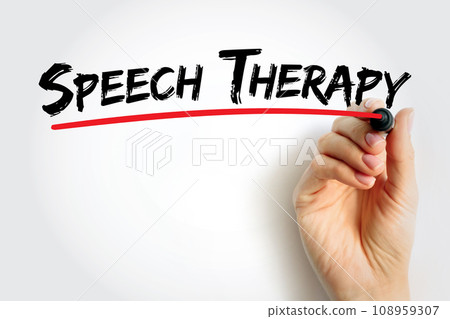Speech Therapy - training to help people with speech and language problems to speak more clearly, text concept background 108959307