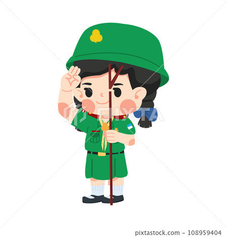 girl scout thai  holding pole yelling 108959404