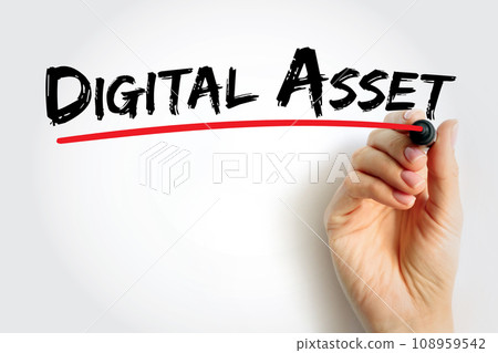 Digital Asset is anything that exists only in digital form and comes with a distinct usage right, text concept background 108959542