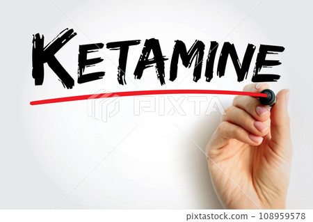 Ketamine is a dissociative anesthetic used medically for induction and maintenance of anesthesia, text concept background 108959578