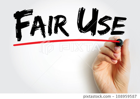 Fair Use - right to use a copyrighted work under certain conditions without permission of the copyright owner, text concept background Fair Use - right to use a copyrighted work under certain conditions without permission of the copyright owner, text concept background 108959587