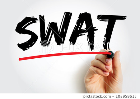 SWAT - Special Weapons And Tactics is a police tactical unit that uses specialized or military equipment and tactics, acronym text concept background SWAT - Special Weapons And Tactics is a police tactical unit that uses specialized or military equipment and tactics, acronym text concept background 108959615