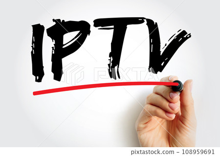 IPTV - Internet protocol television is the delivery of television content over Internet Protocol networks, acronym text concept for presentations and reports 108959691