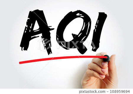 AQI - Air Quality Index is used by government agencies to communicate to the public how polluted the air, acronym text concept for presentations and reports AQI - Air Quality Index is used by government agencies to communicate to the public how polluted the air, acronym text concept for presentations and reports 108959694