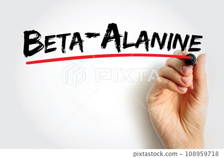 Beta-alanine is the building block of carnosine, a molecule that helps buffer acid in muscles, text concept background 108959718