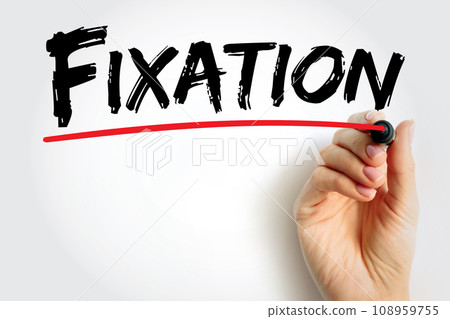 Fixation - an obsessive interest in or feeling about someone or something, text concept background 108959755
