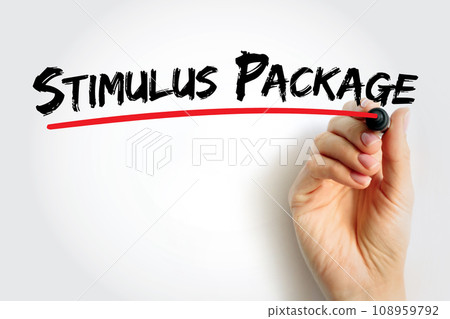 Stimulus Package - economic measures put together by a government to stimulate a struggling economy, text concept background 108959792