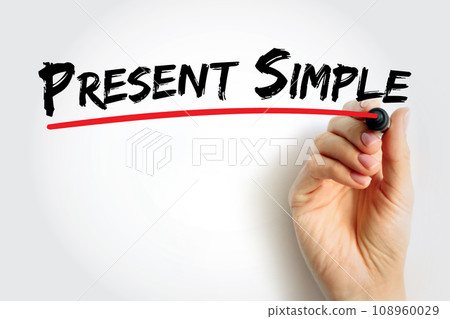 Present Simple - one of the verb forms associated with the present tense in modern english, text concept background Present Simple - one of the verb forms associated with the present tense in modern english, text concept background 108960029
